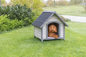 NATURA bouda pro psa se sedlovou střechou, M: 77 x 82 x 88 cm, šedá